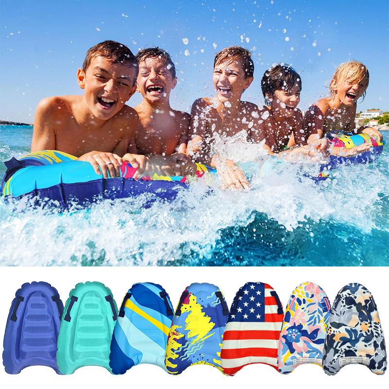 跨境海上娱乐便携环保加厚PVC儿童滑水板带把手水上充气冲浪板