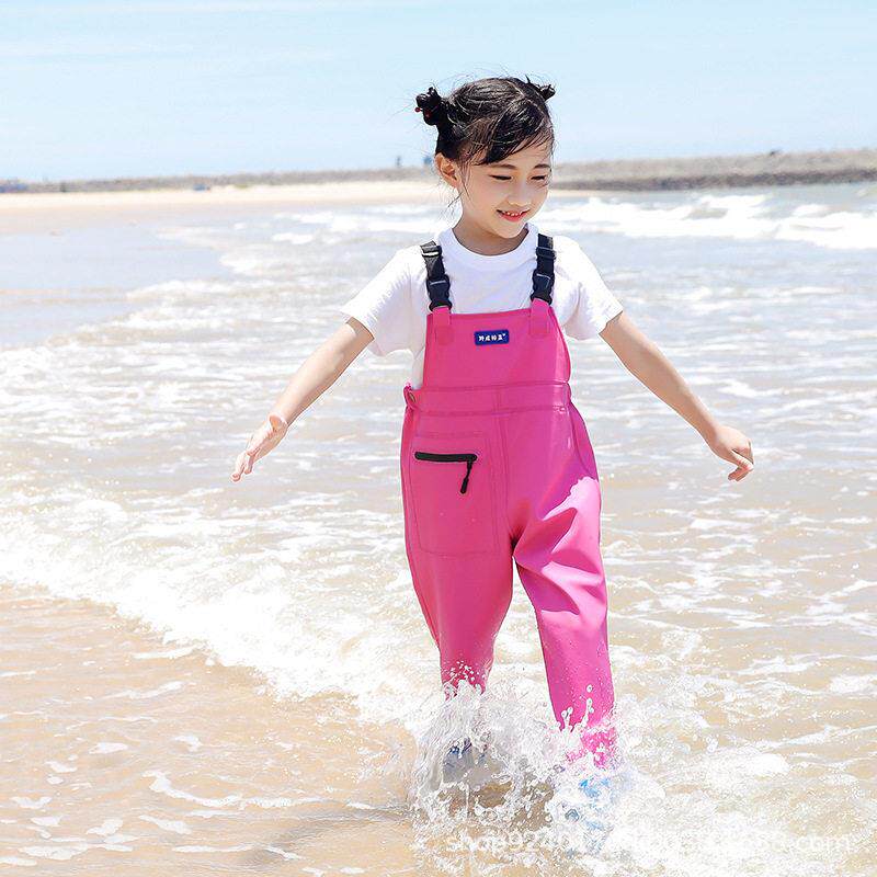 野成裕星玩女小孩防水连体水靴沙滩捉鱼泥鳅玩水赶海儿童下水裤