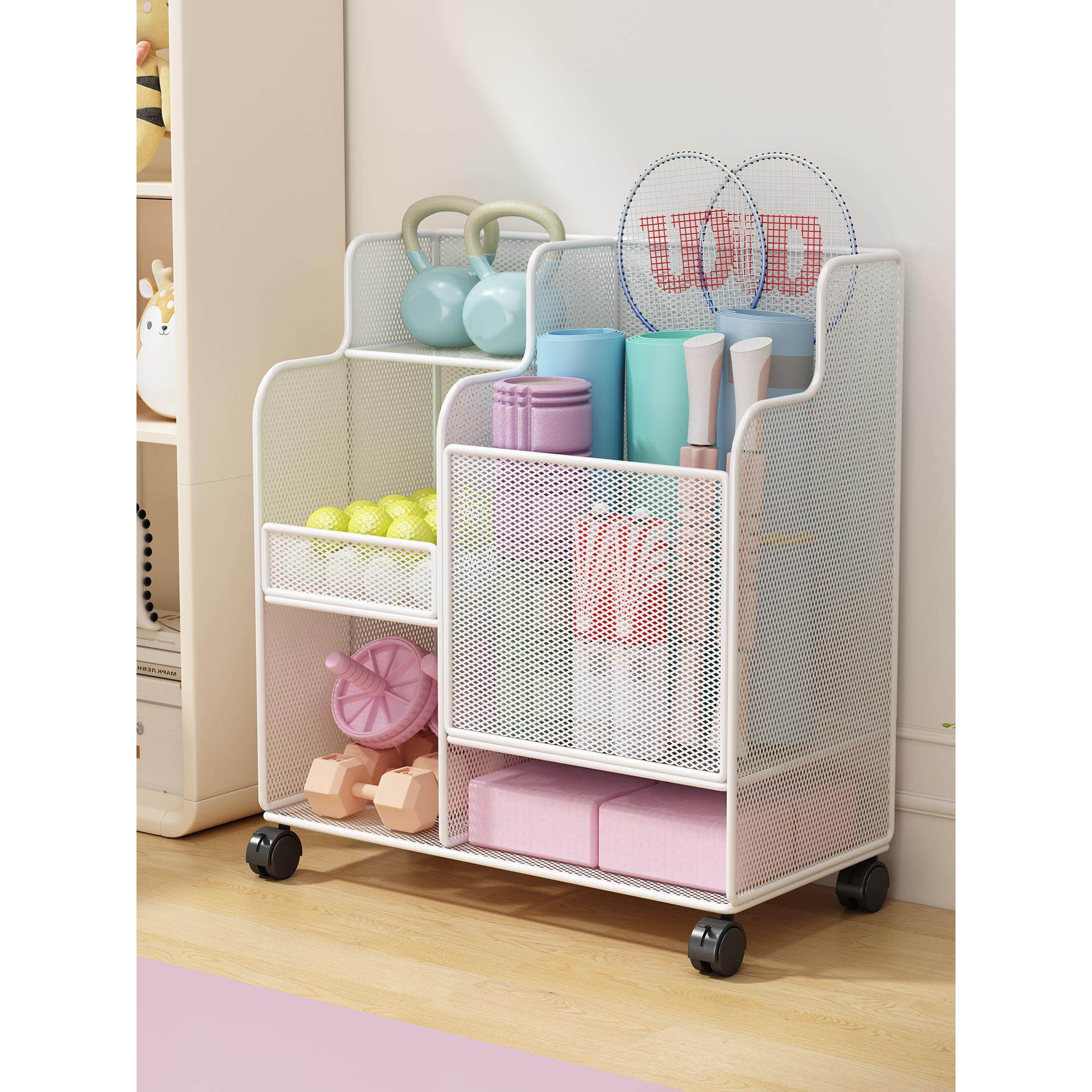 可移动家用篮球健身运动器材瑜伽垫收纳筐收纳篮带轮羽毛球夹缝架,收纳整理,运动器材收纳用具,淘宝优惠券,粉丝福利购,淘宝优惠卷