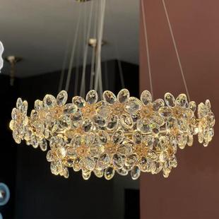 2025全新现代可及豪华法式 客厅水晶吊灯花瓣双层主卧室灯餐厅 经典