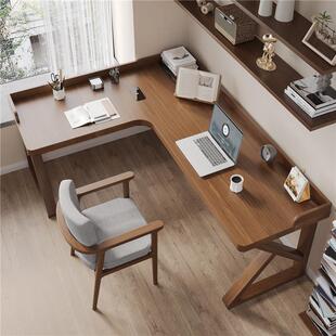 全实木转角书桌卧室家用l型电脑桌学生双人学习写字拐角办公桌子