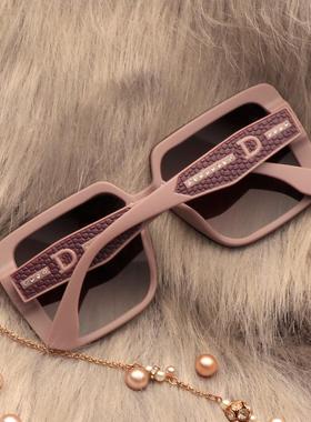 太阳眼镜女款2025新款高级感大框方形偏光太阳镜抗UV镶钻圆脸显瘦