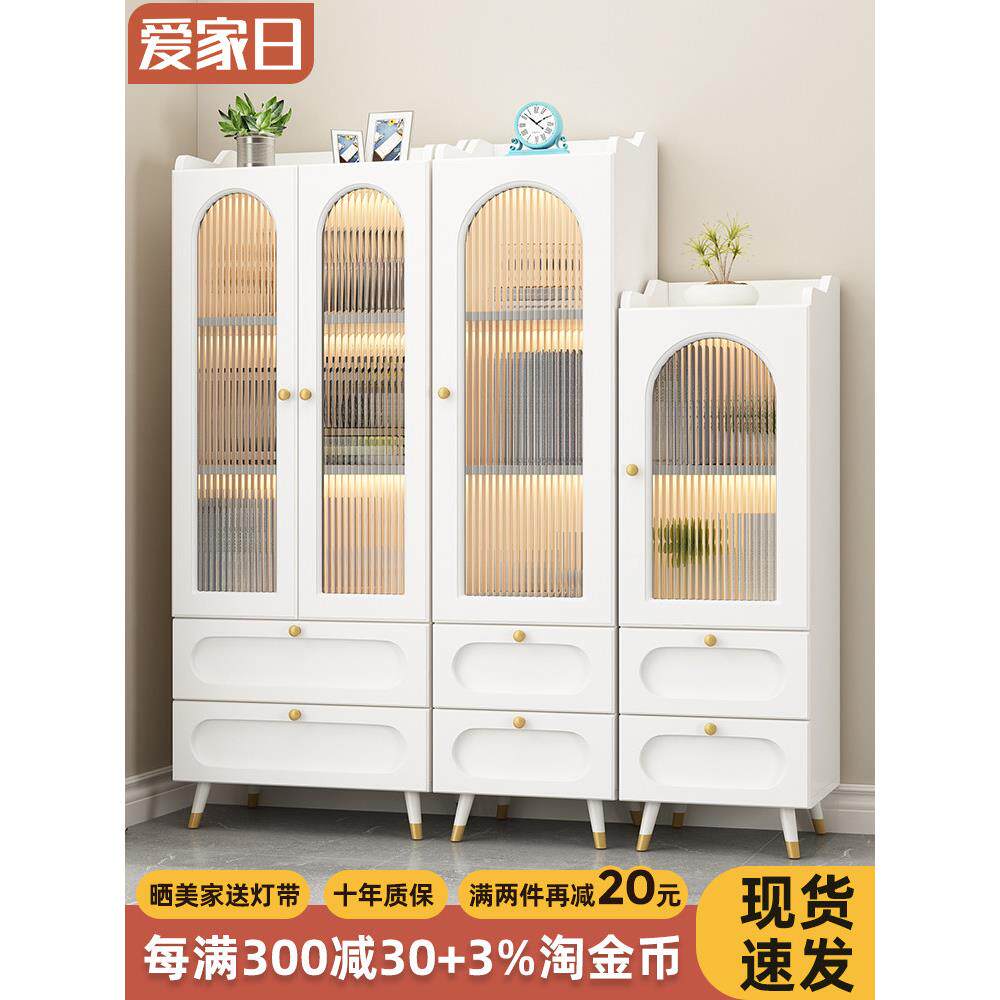 书柜带玻璃门组合防尘家用客厅展示柜置物架收纳柜书橱书架落地柜