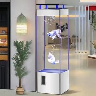 直角方形超清四面玻璃金鱼缸客厅家具家用立式 靠墙玄关屏风水族箱