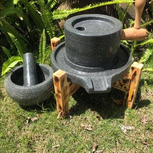 家用石磨青石小石磨家用磨盘商用手动手摇石臼磨手动豆浆机米粉机