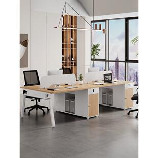 工作站办公桌简单现代员工4人6板办公人员4对员工桌椅组合