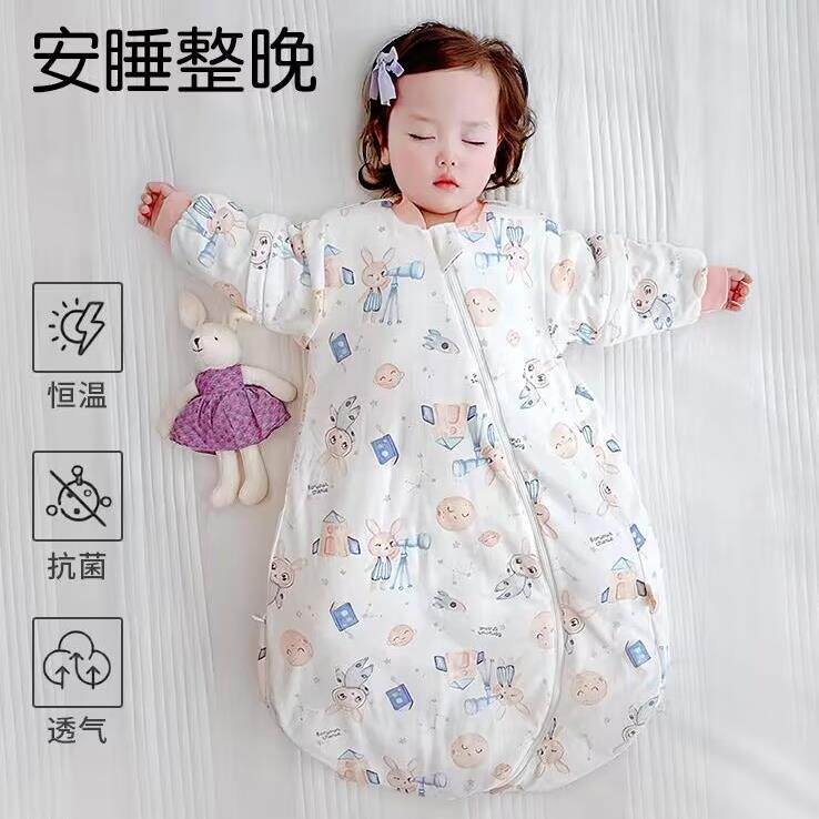 新生婴儿睡袋秋冬厚款恒温初生儿童一体式防踢被子宝宝防惊跳襁褓
