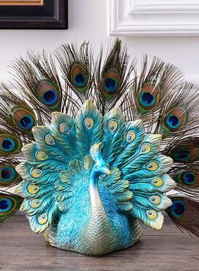 欧式桌面创意复古孔雀摆件家用客厅电视柜装饰结婚乔迁礼物工艺品
