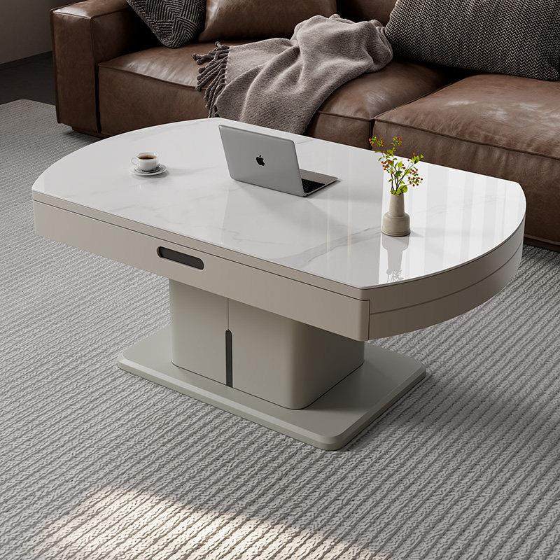 1米小户型升降茶几餐桌一体两用客厅家用岩板伸缩折叠方圆二合一