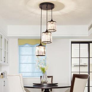 饭厅吊灯现代简约吧台饭桌轻奢家用创意覆式LOFT旋转楼梯间水晶灯