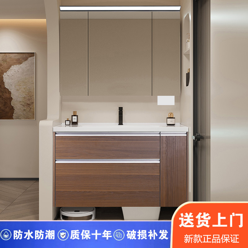 日式大收纳浴室柜组合抽屉拉篮中式古风洗漱台陶瓷一体洗手洗脸盆