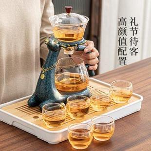 全自动玻璃功夫茶具创意冲茶器家用简约懒人泡茶器网红煮茶壶套装