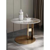 意大利极简主义圆形活动床头柜不锈钢小咖啡桌简单客厅沙发侧石板