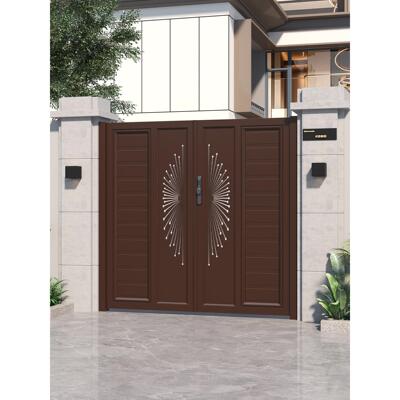 铝合金大院门农村自建门户外铝艺高端小院门电动双开门