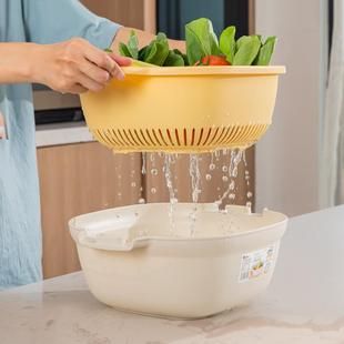 加大加厚洗水果 振兴双层沥水筛简约家用厨房洗菜篮洗菜镂空盆套装