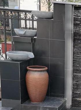 定制水幕墙流水盆流水水槽出水庭院水景陶罐口花园景观摆件