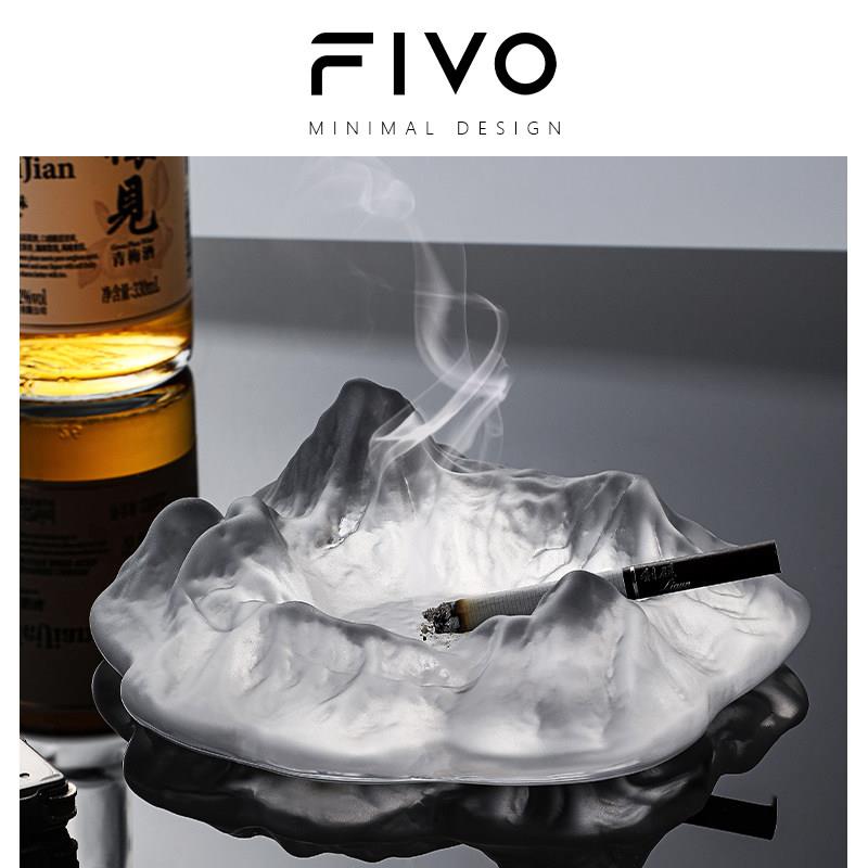 FIVO玻璃烟灰缸办公室创意个性烟缸灰缸高级感客厅轻奢防灰飞摆件