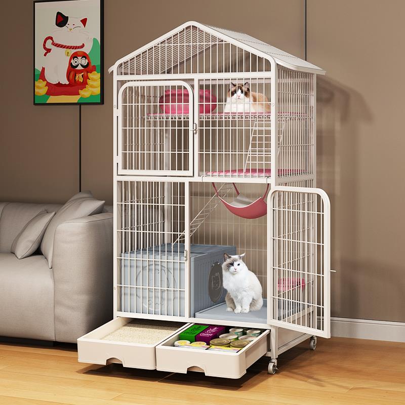 猫笼子内置猫砂盆家用室内超大自由空间带厕所一体两层猫窝猫别墅