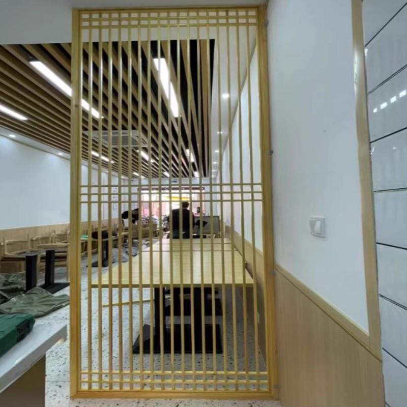 木质屏风别墅走廊展览馆定制玄关卧室背景墙办公室木质隔断格栅