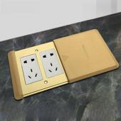 Meineim Galan全铜防水平推滑动盖地板插座16A接地插头双五孔网络