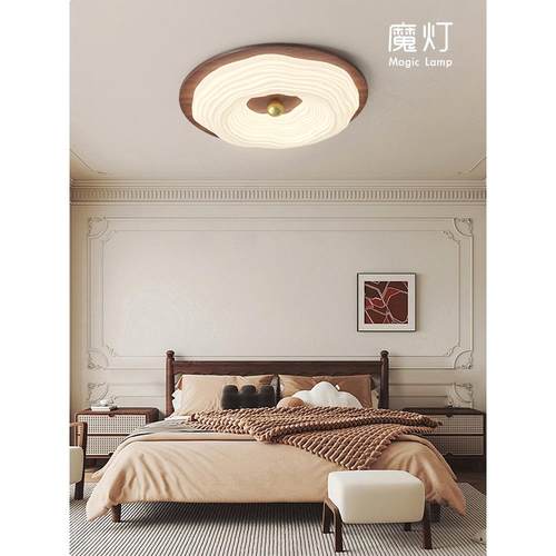 覆古吸顶灯全光谱护眼温馨创意房间灯现代简约中古风实木卧室灯具