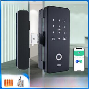 智地办公室玻璃门指纹锁免开孔智能密码锁单双有框推拉电子门禁锁