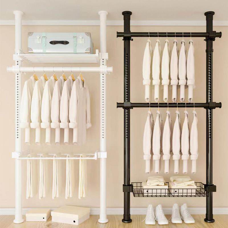 顶天立地衣架杆落地式挂衣架家用置物架阳台晾衣架收纳衣帽间自制