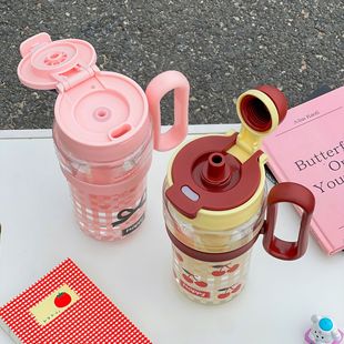 水杯女高颜值轻奢高级感办公室冰霸杯男大容量户外车载塑料杯 新款