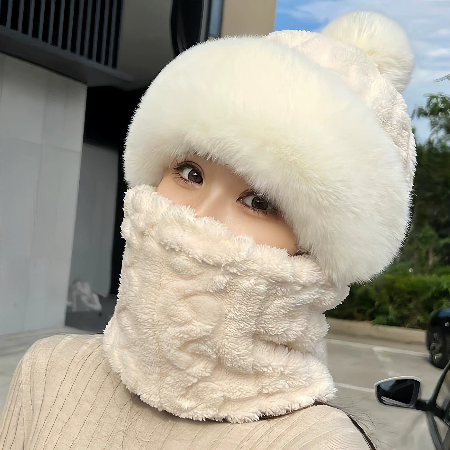 2025新款冬季百搭电动车骑车保暖神器防风护脖套头帽子围脖一体女,居家日用,头部防护用品,淘宝优惠券,粉丝福利购,淘宝优惠卷