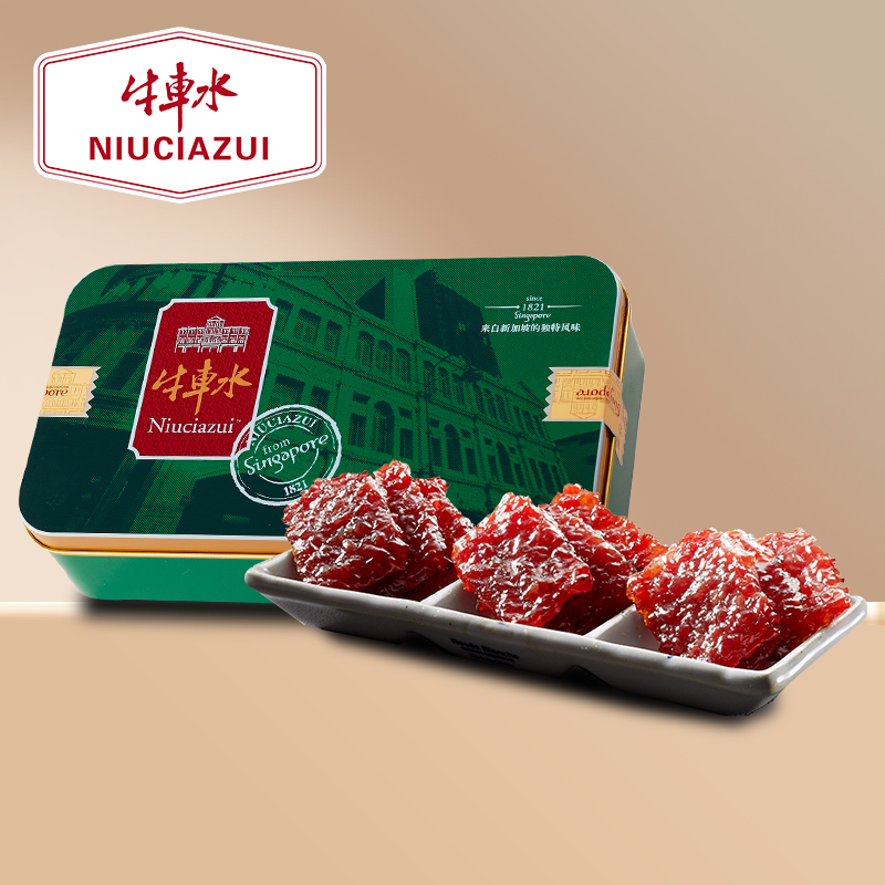 牛车水洪恩香辣牛肉干155g铁盒新加坡风味靖江特产烧烤牛肉脯礼盒