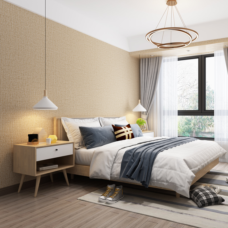 热销墙纸自粘防水防潮纯色麻布纹客厅卧室房间壁纸柜子翻新橱柜墙