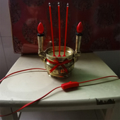 热销纯铜双耳电香炉带烛台招财进宝香炉吉铜香炉香插佛具用品插电