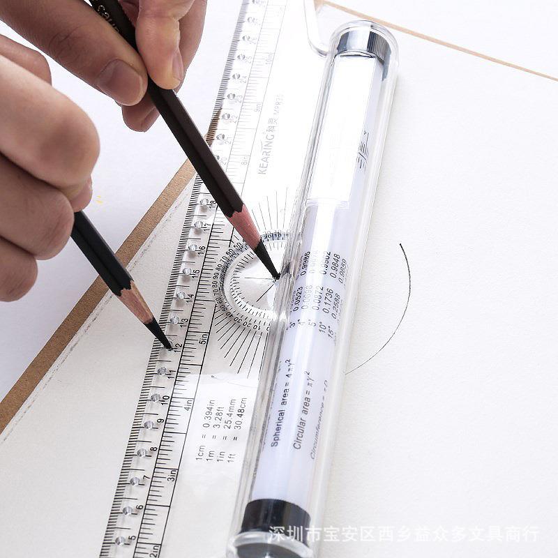 科灵平行尺30cm设计多功能绘图工具滚动推尺塑料量角器刻度角度尺