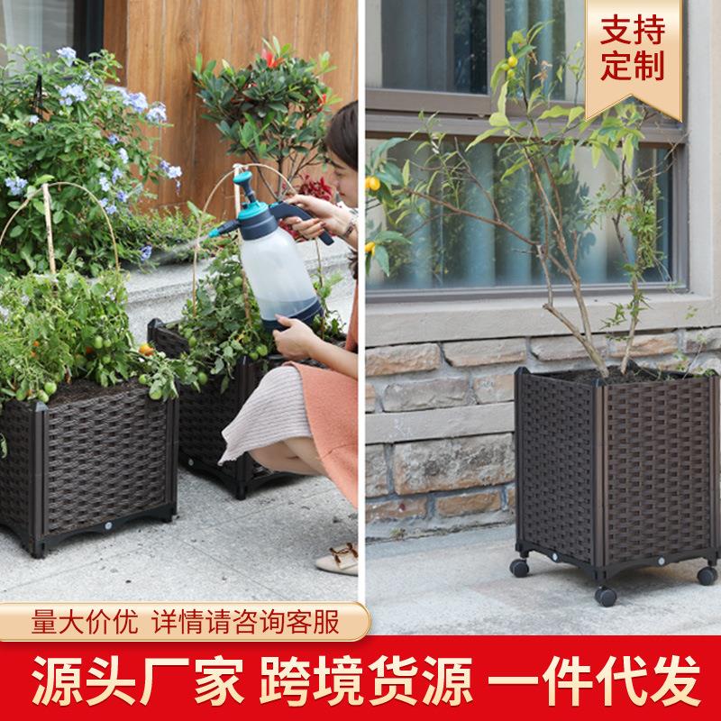 家用长方形种菜盆户外塑料花箱阳台蔬菜种植箱配件园艺生产