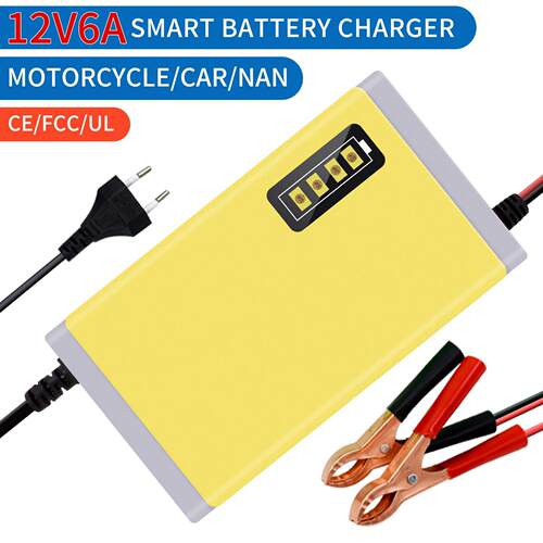 跨境厂家现货12V6A汽车电充电器脉冲修复摩托车铅酸蓄电池充电