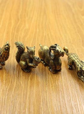 新款黄铜虎苻家居办公桌面小摆件创意DIY茶宠镇纸手把件礼品