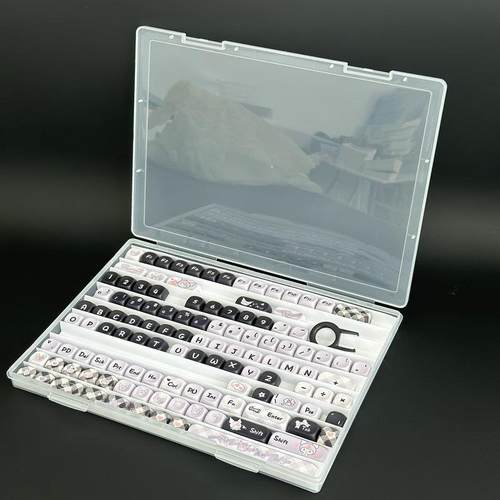 A4键帽收纳盒桌面机械键帽轴体保护盒透明防尘盒可叠加收藏储物盒