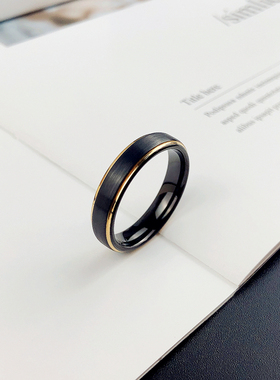 花京远男女款钨金黑拉丝戒指