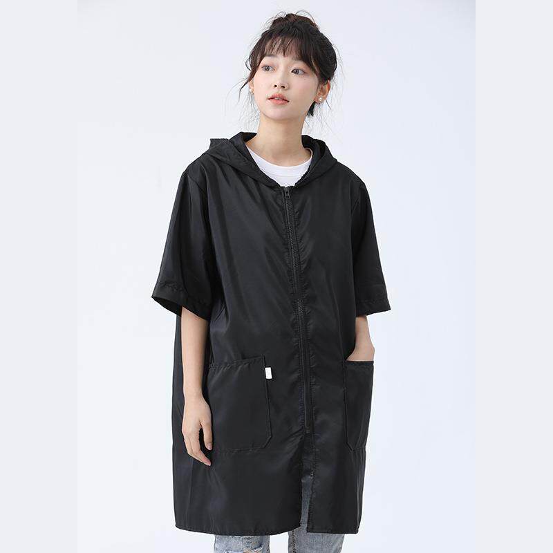 短袖罩衣男女夏天薄款外套工作服单层透气防水油家用围裙大褂工装
