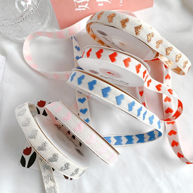 爱心刺绣带丝带包边条彩带缎带花束蛋糕包装布条布带diy材料织带