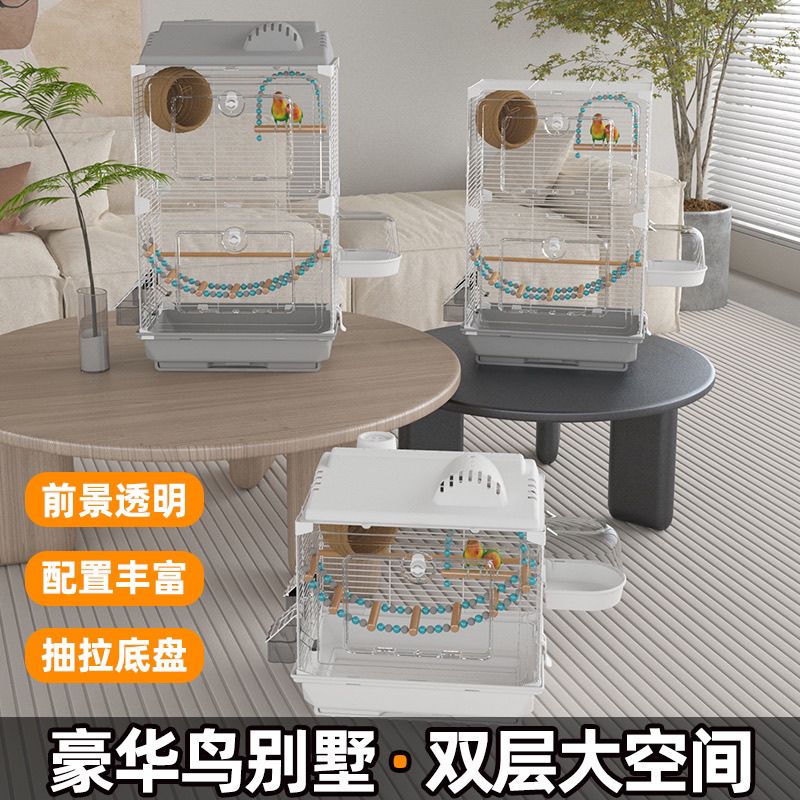 压克力鸟笼虎皮鹦鹉鸟笼玄凤牡丹文鸟绣眼大号别墅鸟笼子观赏笼