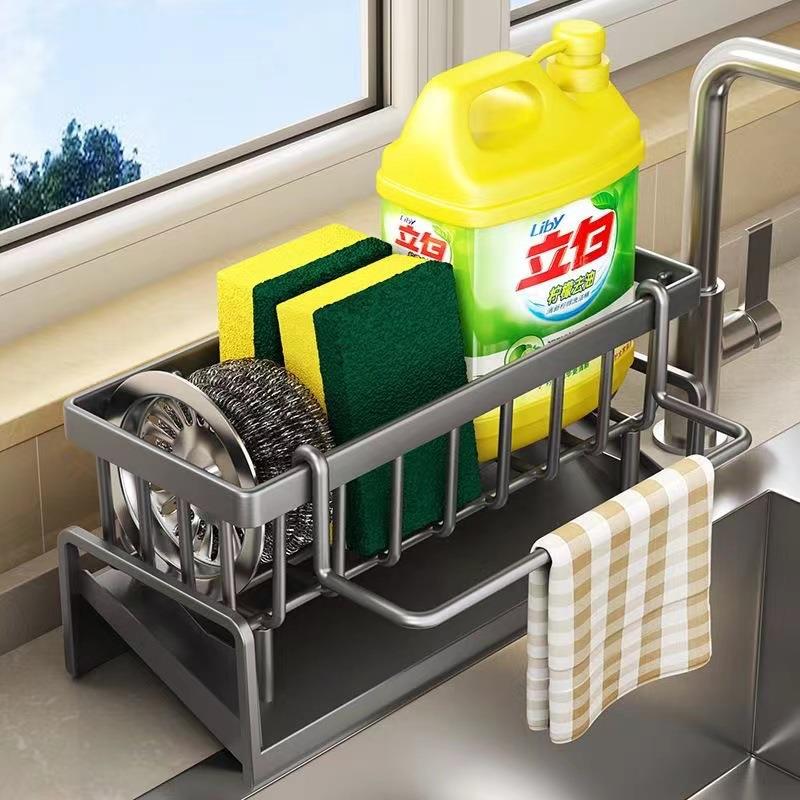 跨境厨房置物架抹布架水槽沥水架沥水篮子台面多功能海绵架收纳架
