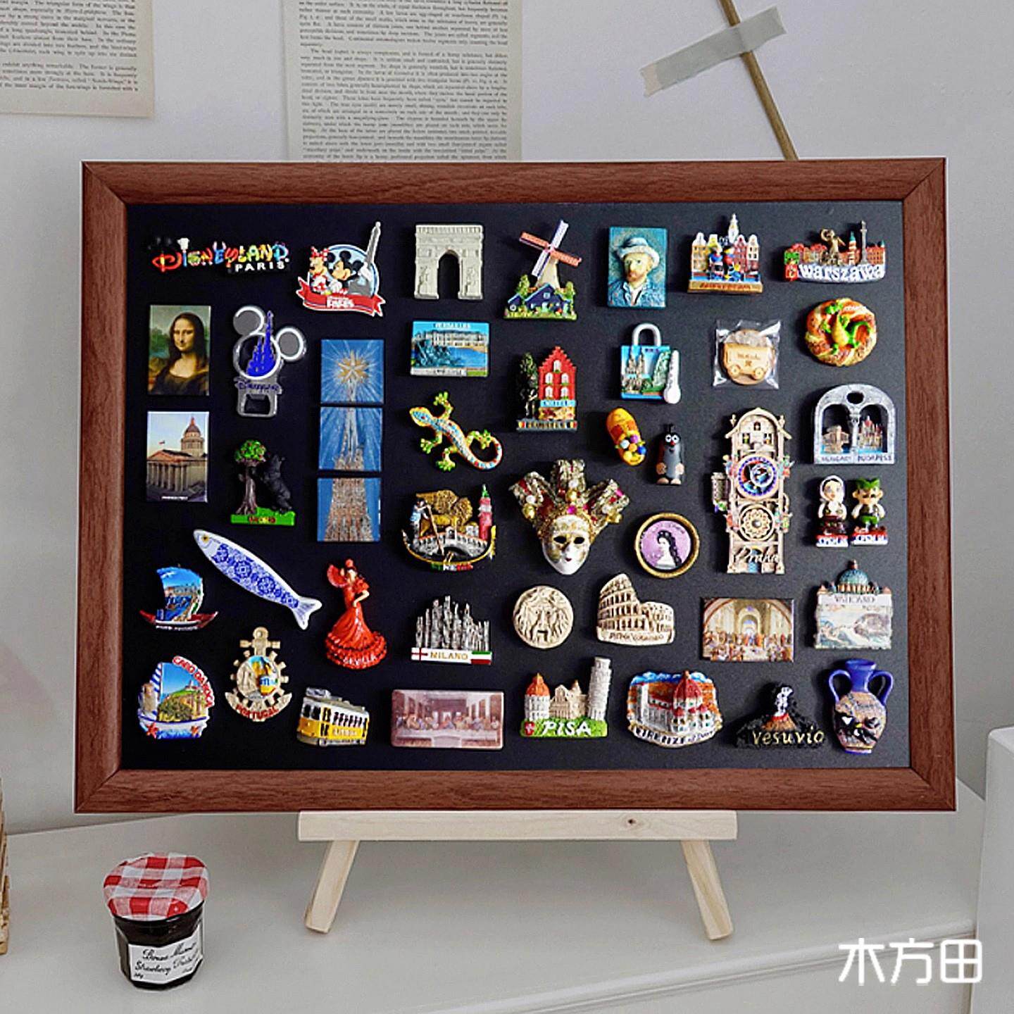 冰箱贴展示板磁吸力小黑板上墙收纳相框架收集挂墙背景板带支架