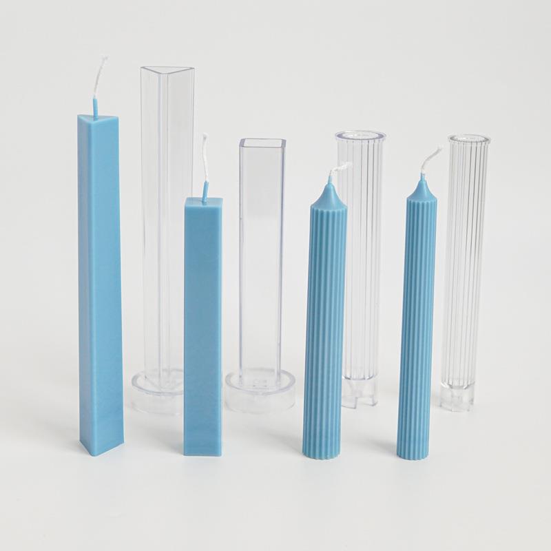DIY香薰蜡烛三角形长方形长条杆蜡尖顶竖纹pc亚克力塑料蜡烛模具