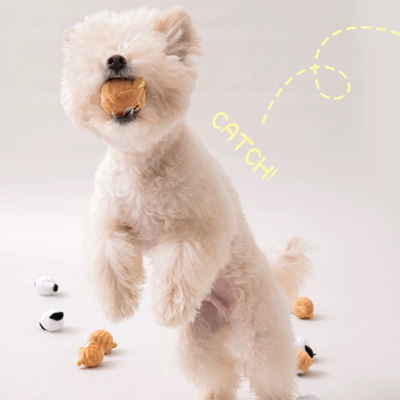 宠物磨牙啃咬bb叫可爱小狗犬造型弹力球发声玩具刺球比熊泰迪
