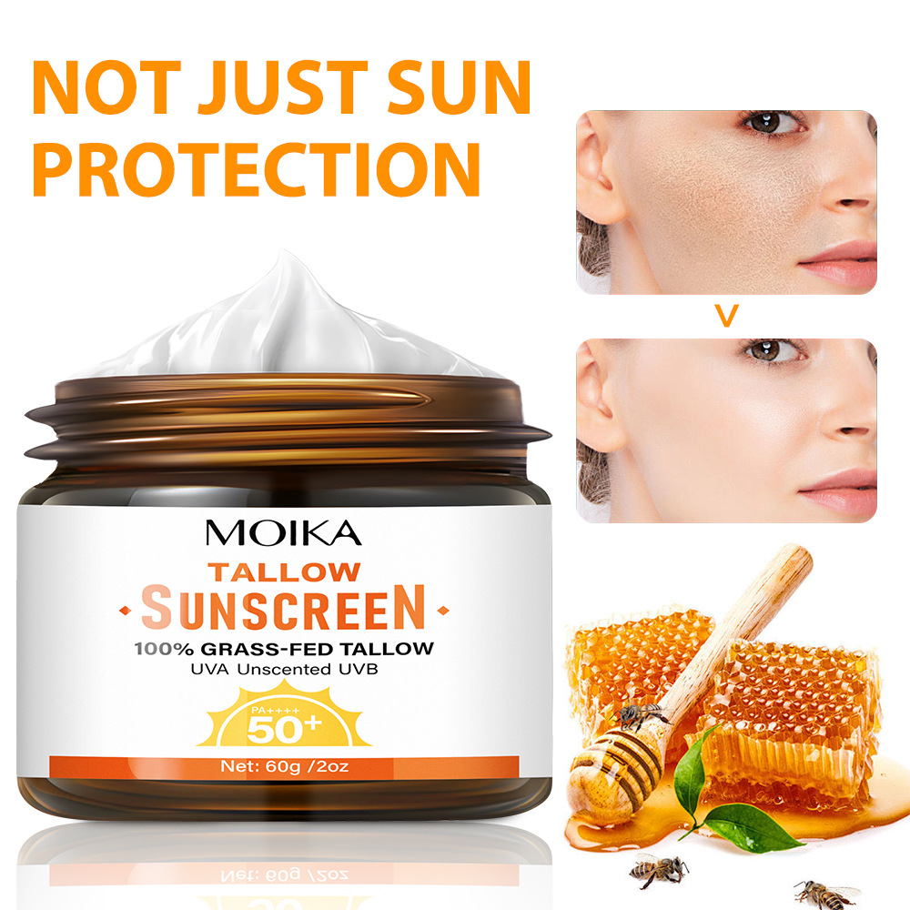 跨境全英文牛脂锌矿物防晒霜润肤spf50+身体面部隔离防晒外贸