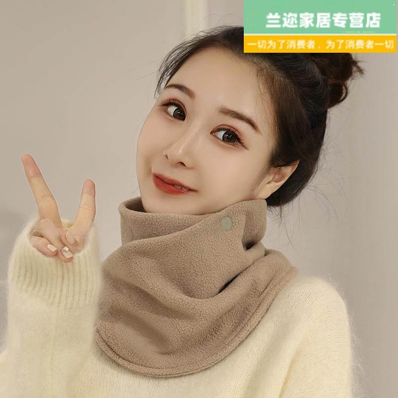 热销围脖女冬季骑车保暖护颈护脖百搭学生小披肩毛绒绒秋冬天双面