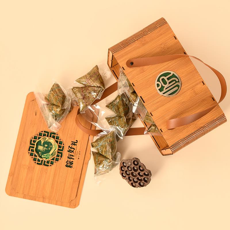 热销端午节粽子包装盒竹木礼盒送礼肉粽手提盒咸鸭蛋礼品空盒通用