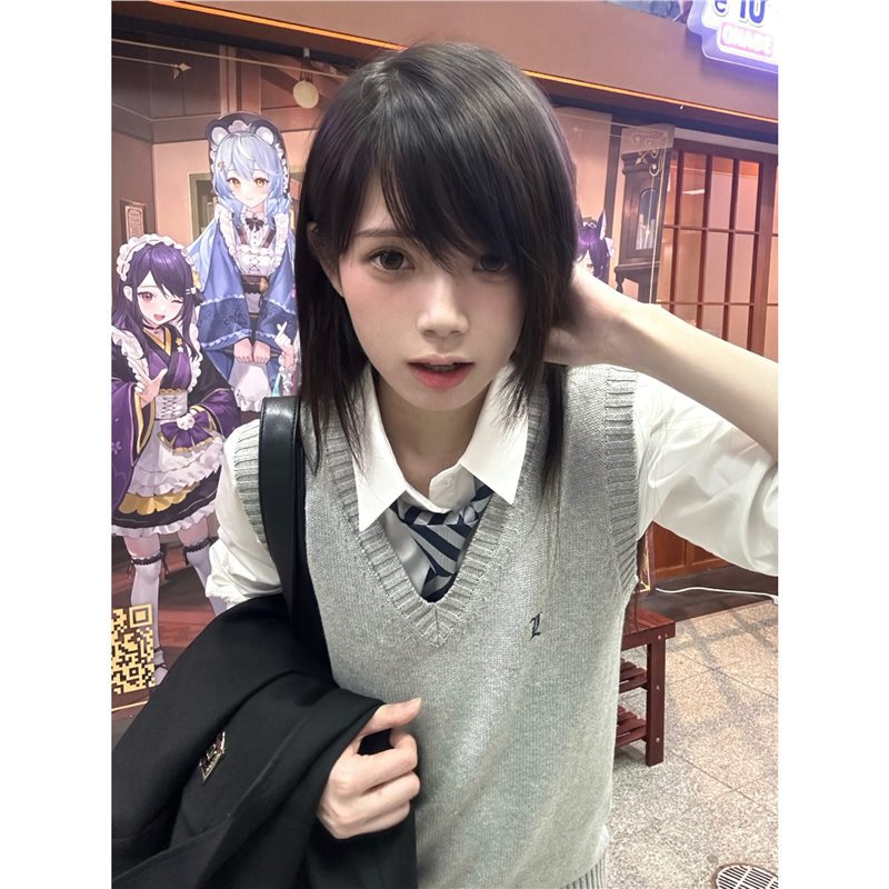 水原中jK马甲原创正版日系学院针织毛衣背心开衫女 校供感秋冬叠