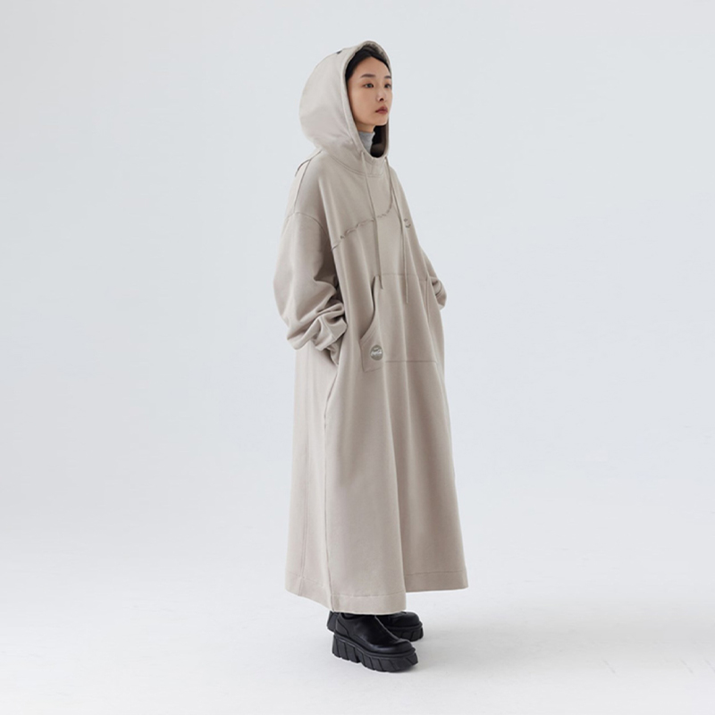 BFAT高级感韩版百搭减龄连帽卫衣裙春秋新款宽松连衣裙潮